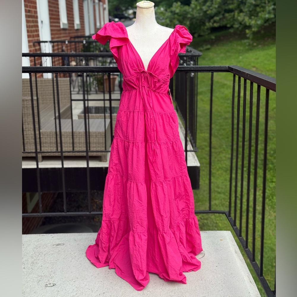 NWT BUDDY LOVE HOLLAND TIERED MAXI DRESS - RASPBERRY SIZE LARGE